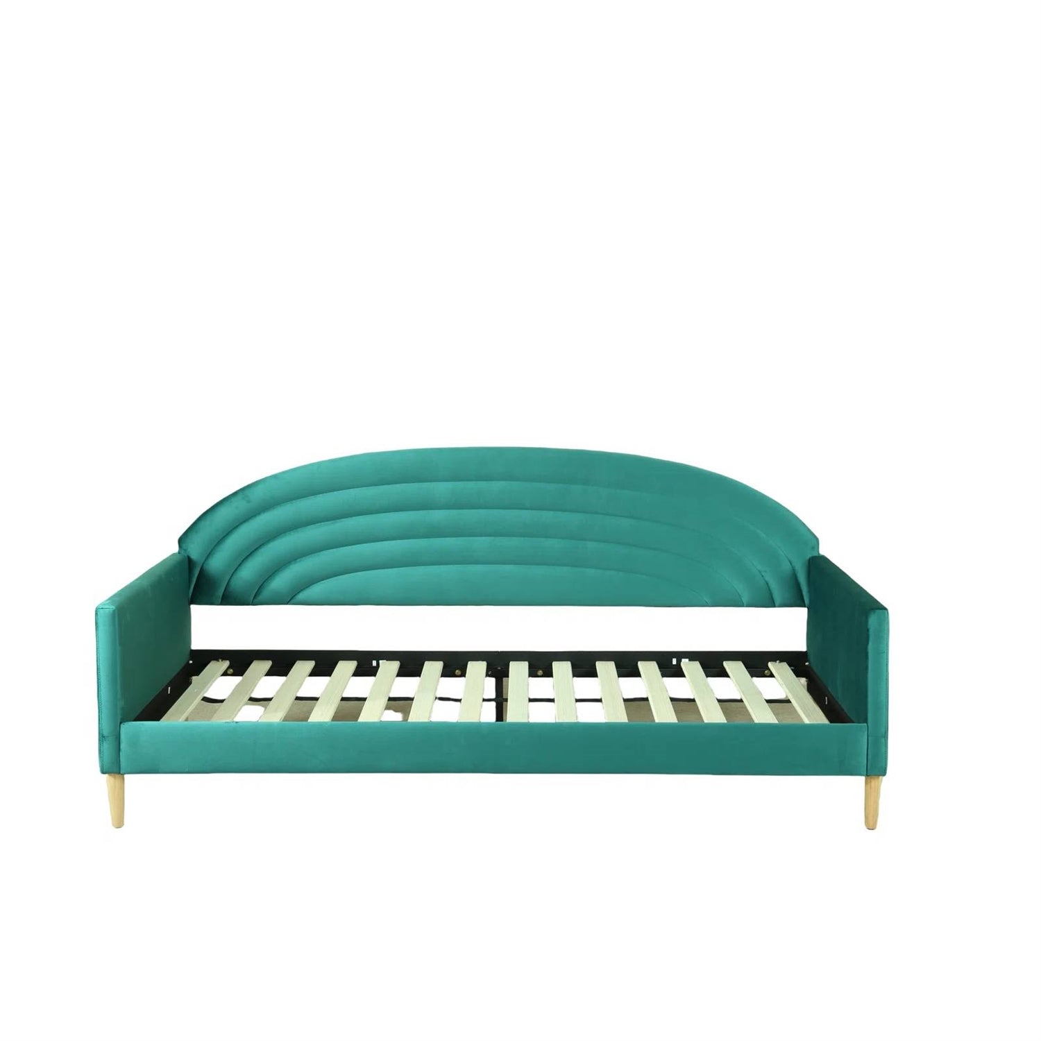 Twin size Mid-Century Modern Emerald Green Velvet Upholstered Daybed-2