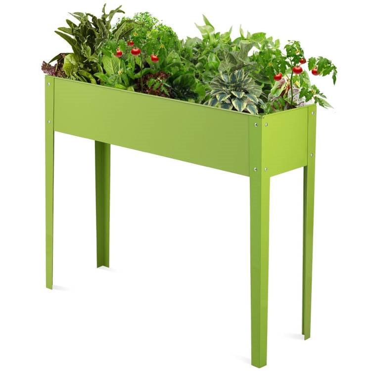 Green Heavy Duty Galvanized Steel Outdoor Elevated Raised Garden Planter-0