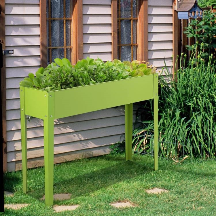 Green Heavy Duty Galvanized Steel Outdoor Elevated Raised Garden Planter-1