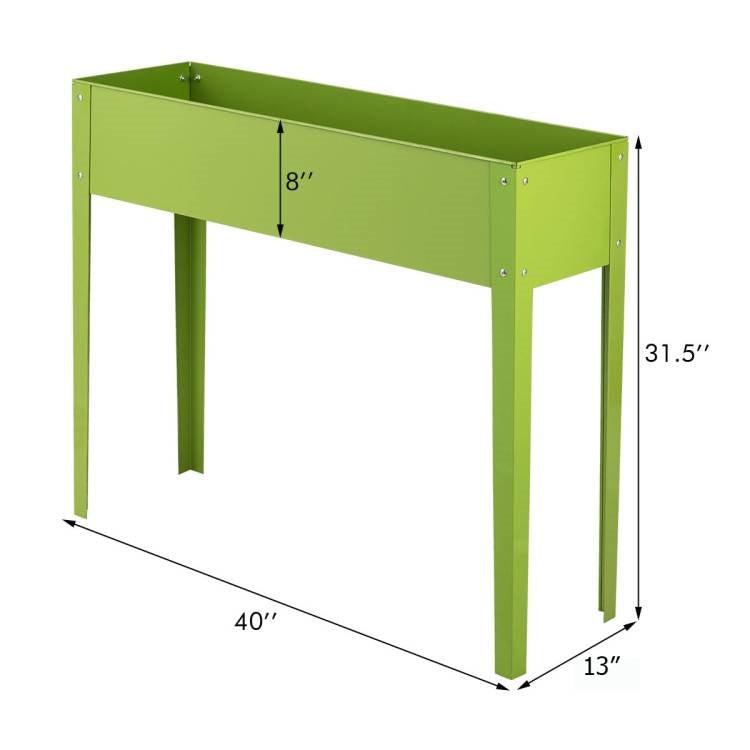 Green Heavy Duty Galvanized Steel Outdoor Elevated Raised Garden Planter-2