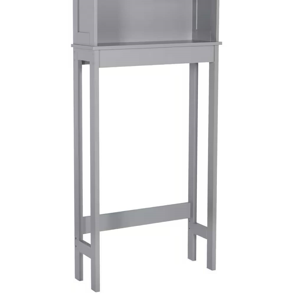 Over the Toilet Bathroom Storage Cabinet Shelving Unit in Grey Wood Finish-2