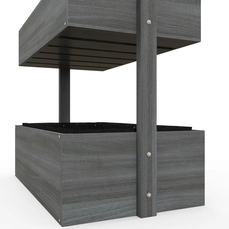 4 Tier Vertical Wooden Planter Box Raised Bed Grey-2