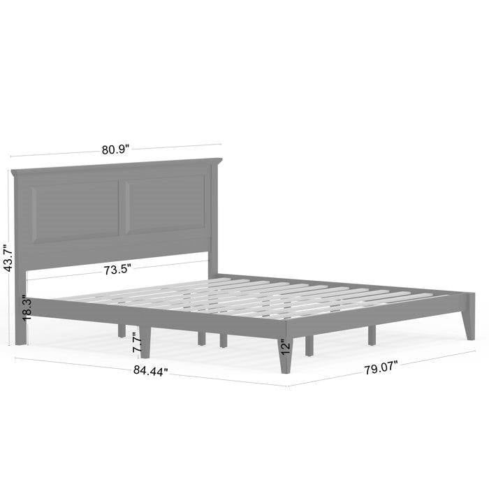 King Traditional Solid Oak Wooden Platform Bed Frame with Headboard in Grey-4