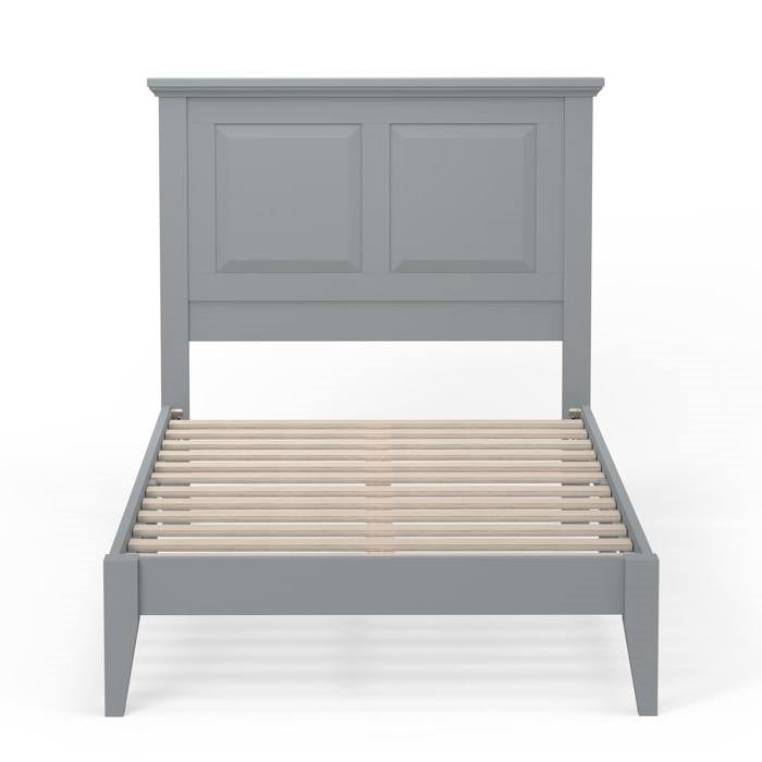 Twin Traditional Solid Oak Wooden Platform Bed Frame with Headboard in Grey-1