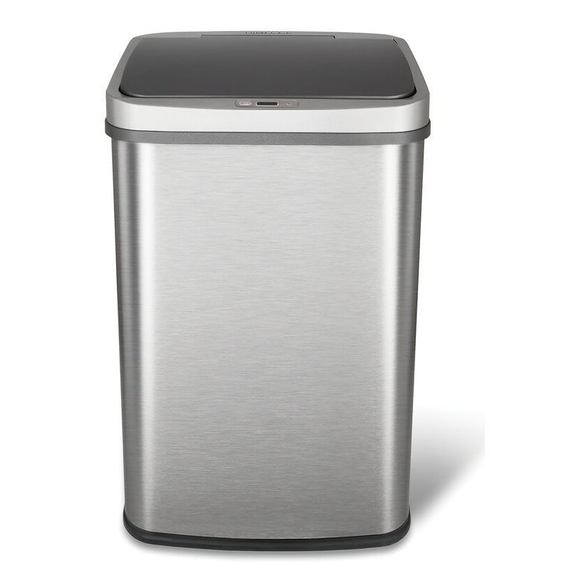 Grey 13-Gallon Stainless Steel Kitchen Trash Can with Motion Sensor Lid-1