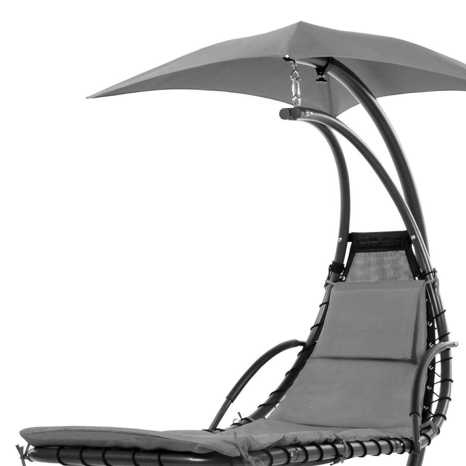 Grey Single Person Sturdy Modern Chaise Lounger Hammock Chair Porch Swing-3