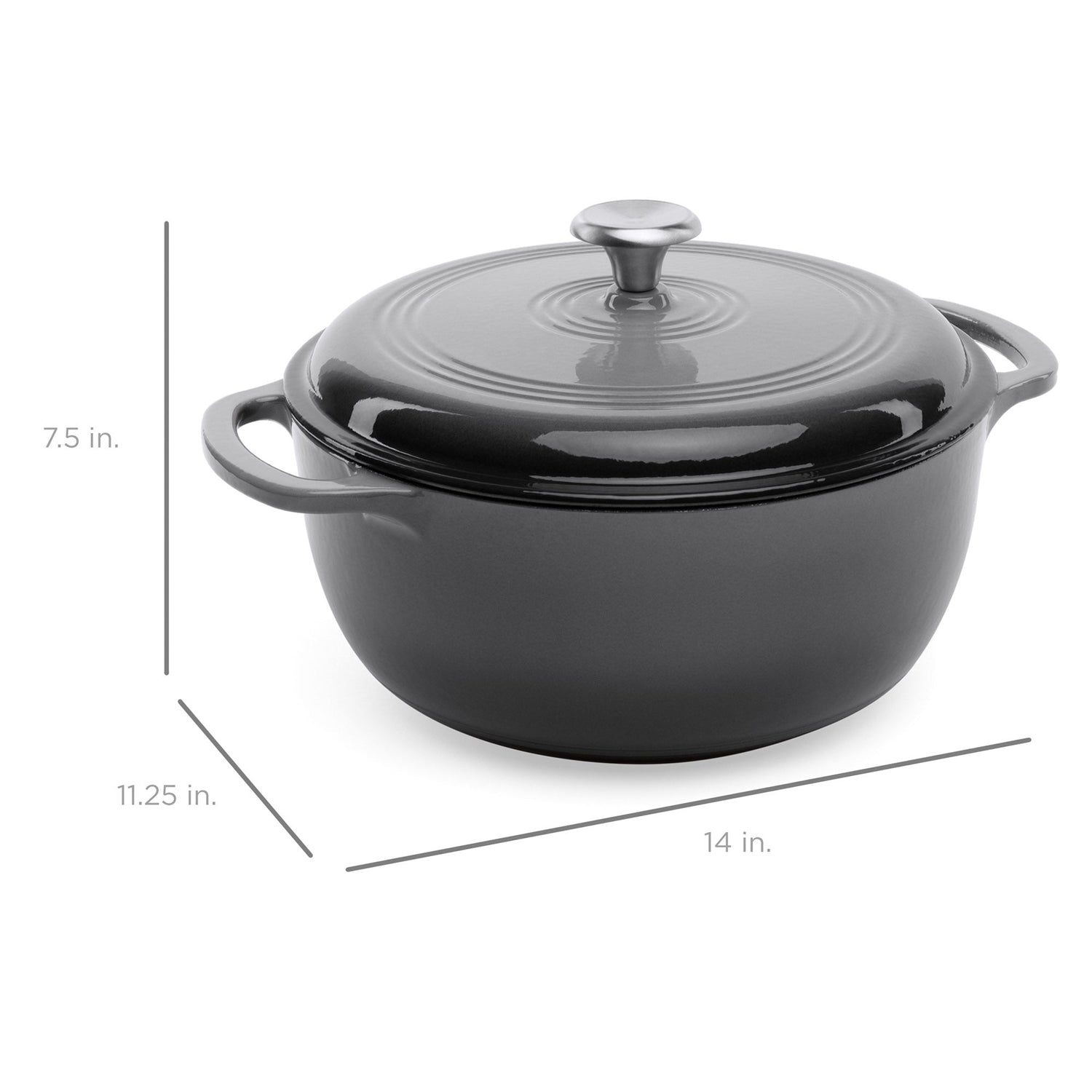 6 Quart Large Grey Enamel Cast-Iron Dutch Oven Kitchen Cookware-3