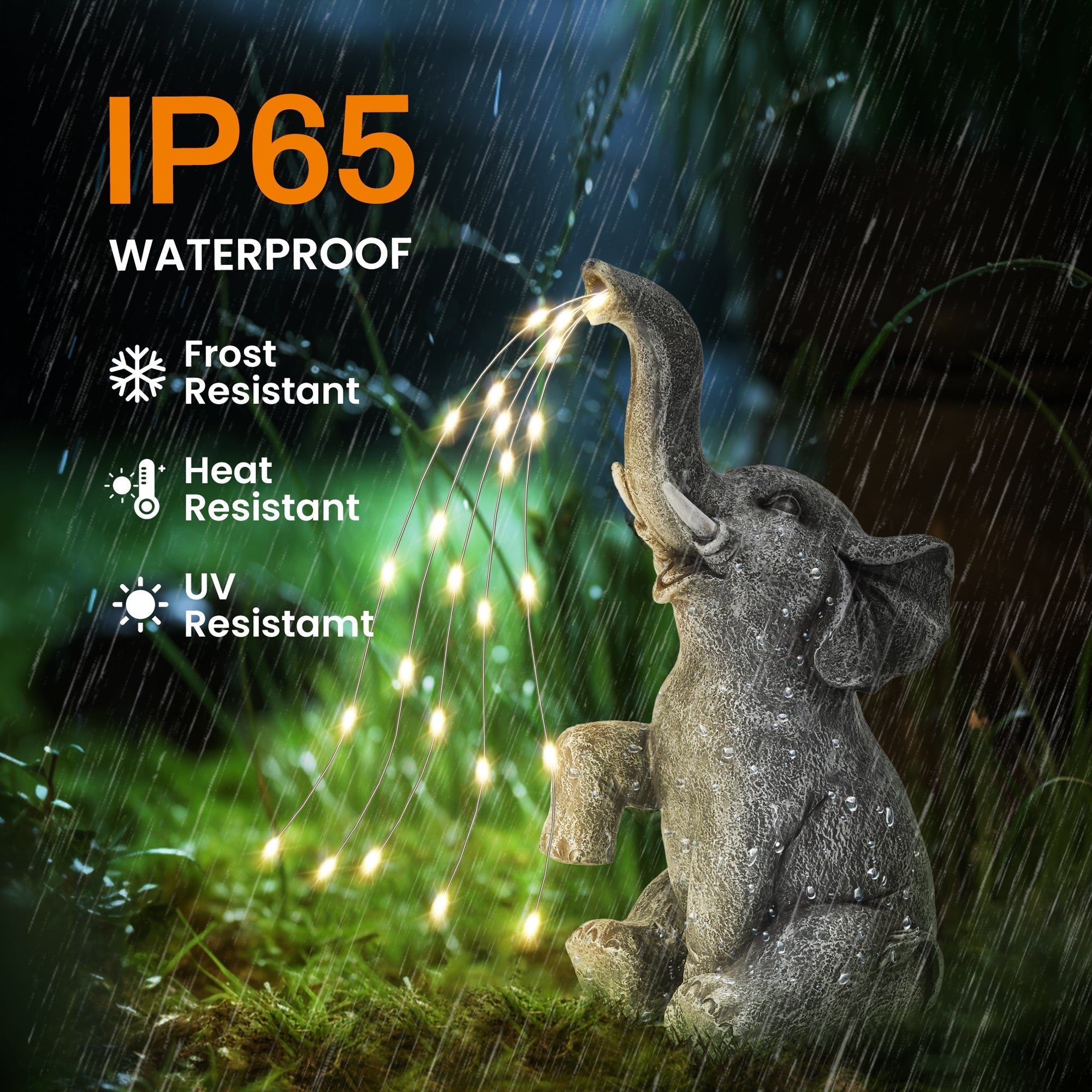 Gigalumi Solar Outdoor Elephant Statue (1 Pack)-2