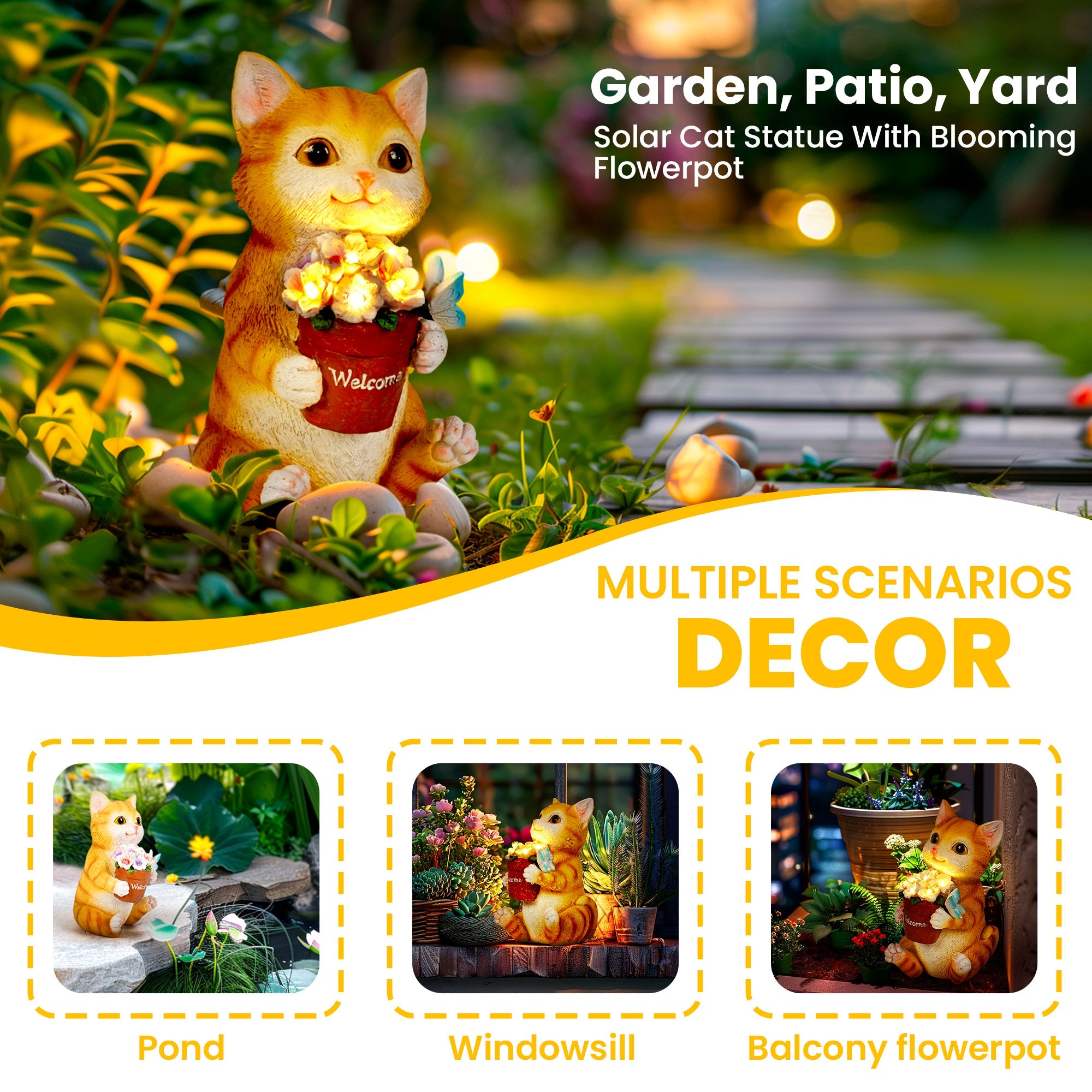 Gigalumi Solar Cat Garden Statue (1 Pack)-2