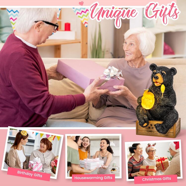 Gigalumi Solar Bear Garden Statue Decor Lights Gift for Mom, Grandma(1 Pack)-3