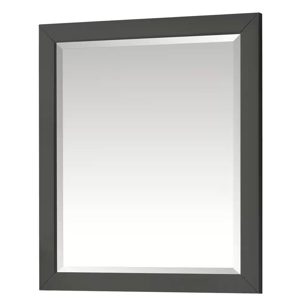 32-in x 28-in Bathroom Wall Mirror with Grey Solid Wood Frame-0