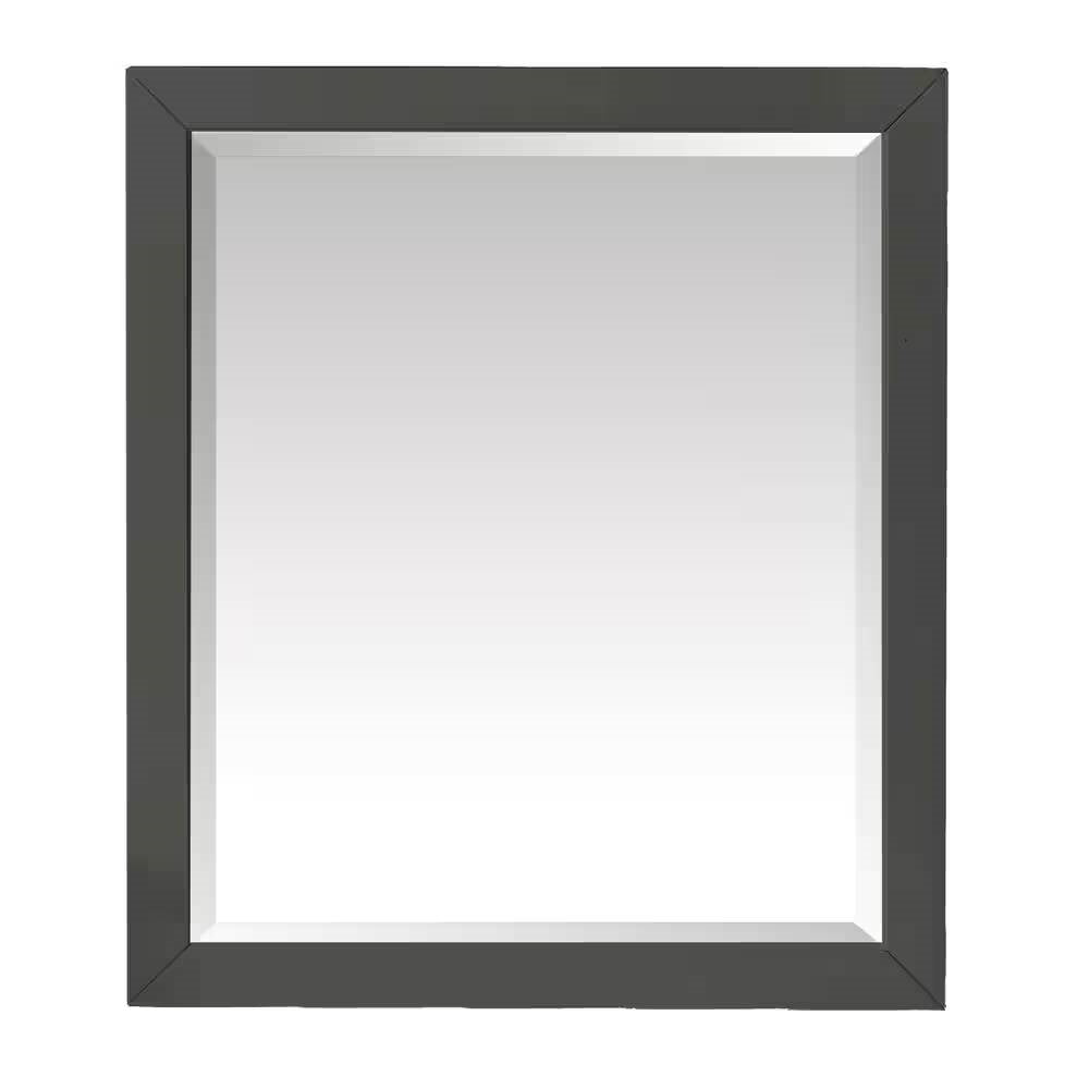 32-in x 28-in Bathroom Wall Mirror with Grey Solid Wood Frame-2