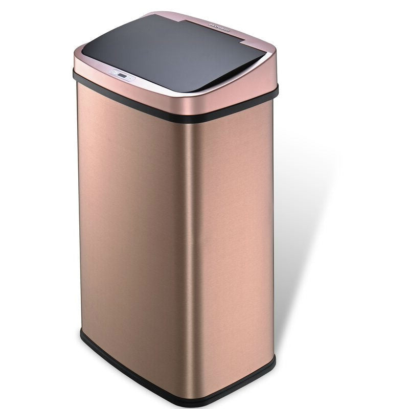 Gold 13-Gallon Stainless Steel Kitchen Trash Can with Motion Sensor Lid-1