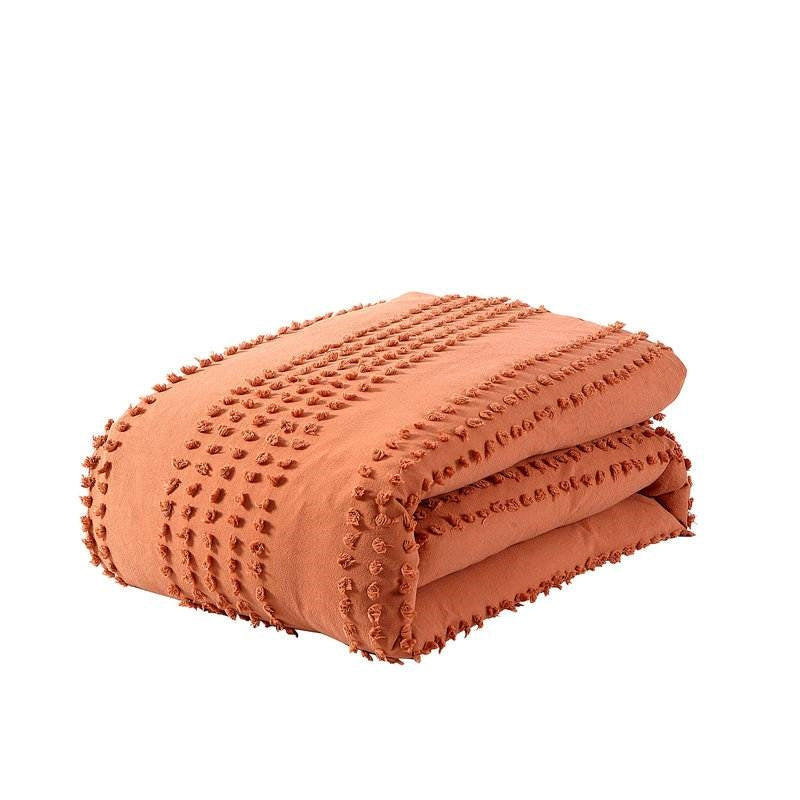 King size 5-Piece 100-Percent Cotton Clip Dot Comforter Set in Brick Orange-3