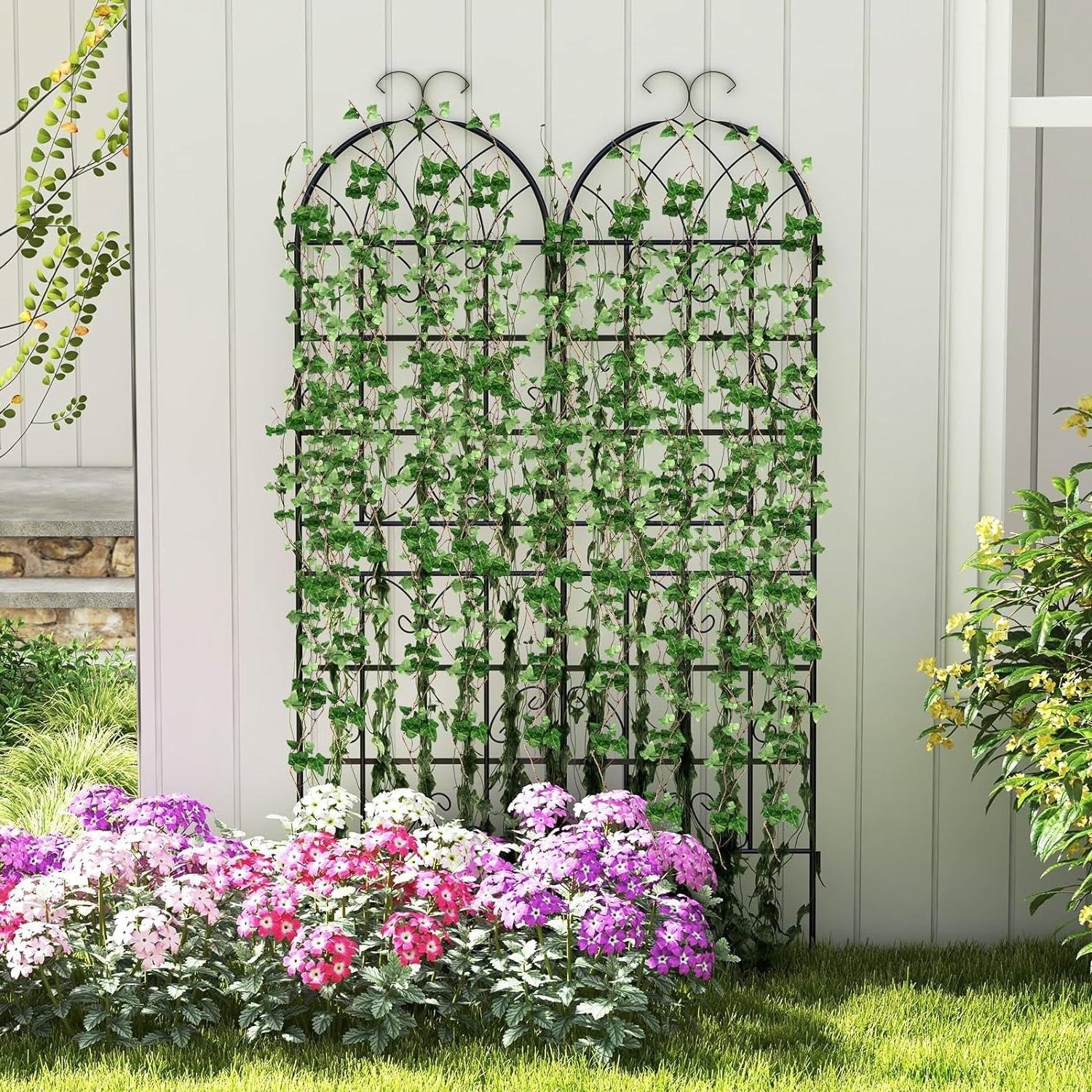 Set of 2 - 6-Ft Heavy Duty Outdoor Galvanized Metal Garden Trellis-1