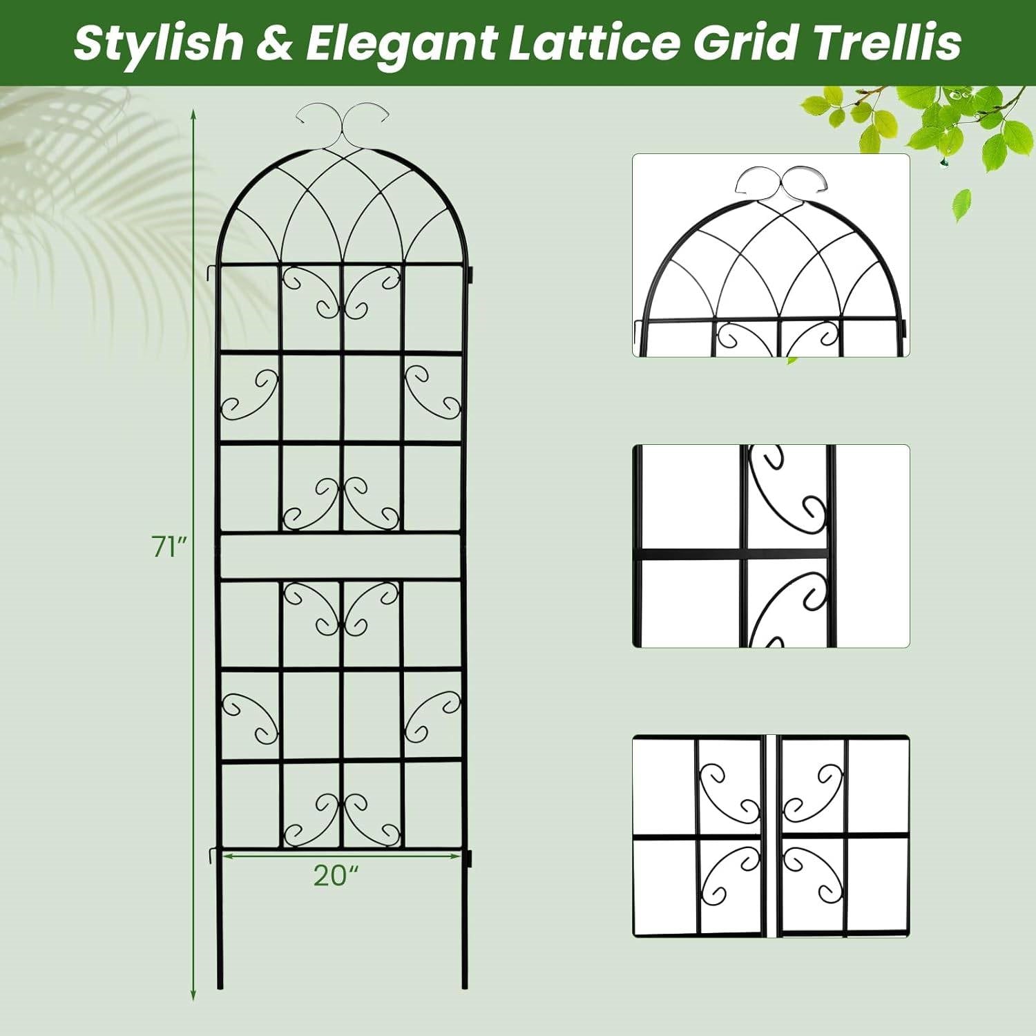 Set of 2 - 6-Ft Heavy Duty Outdoor Galvanized Metal Garden Trellis-4