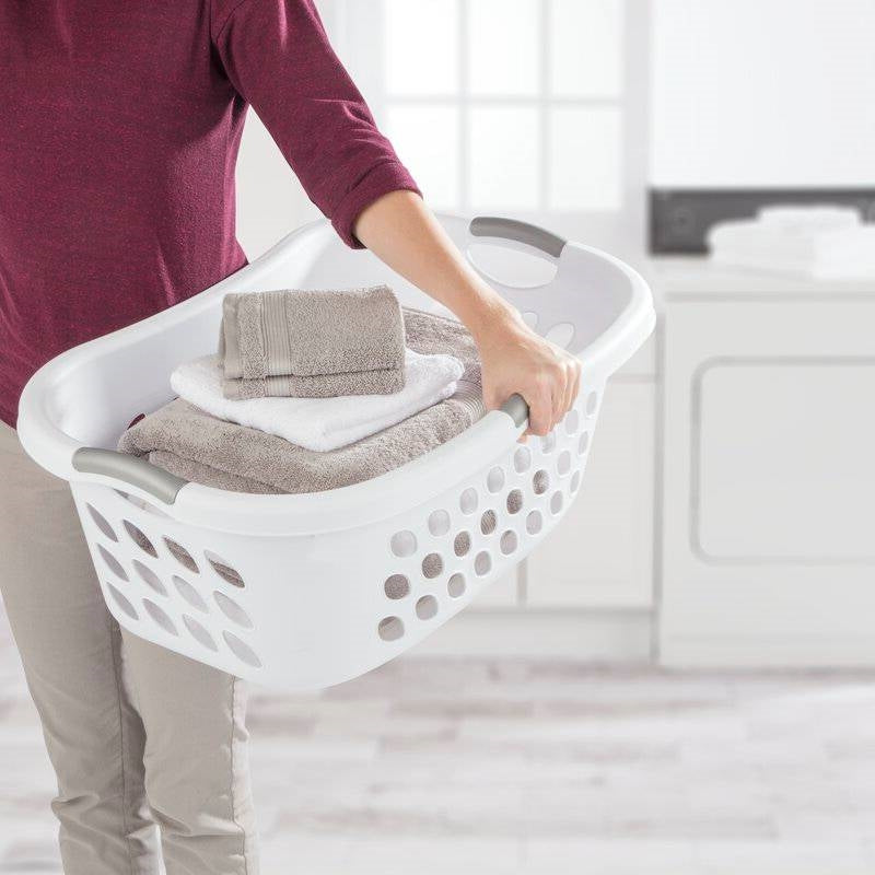 Set of 6 White Laundry Baskets w/ Carry Handles-2