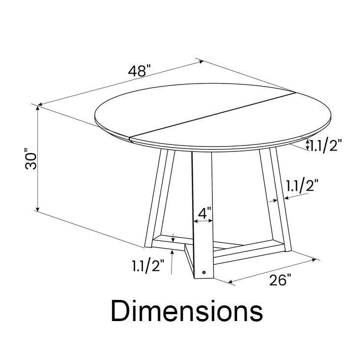 48 Inch Round Scandinavian Solid Wood Dining Table in Blonde-3