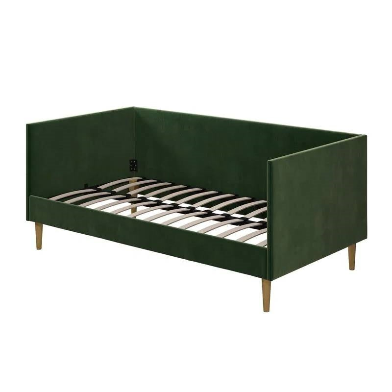 Twin size Modern Green Velvet Upholstered Daybed-1