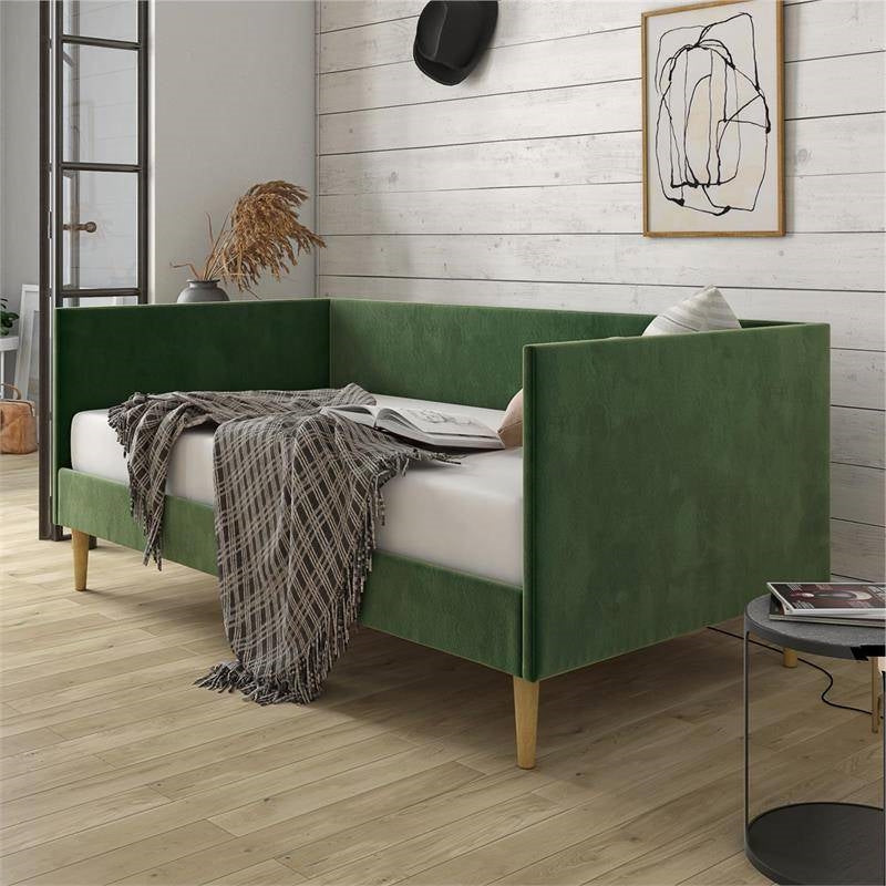 Twin size Modern Green Velvet Upholstered Daybed-2