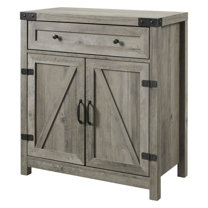 Rustic Farmhouse Barn Door Accent Storage Cabinet Grey Wash-0