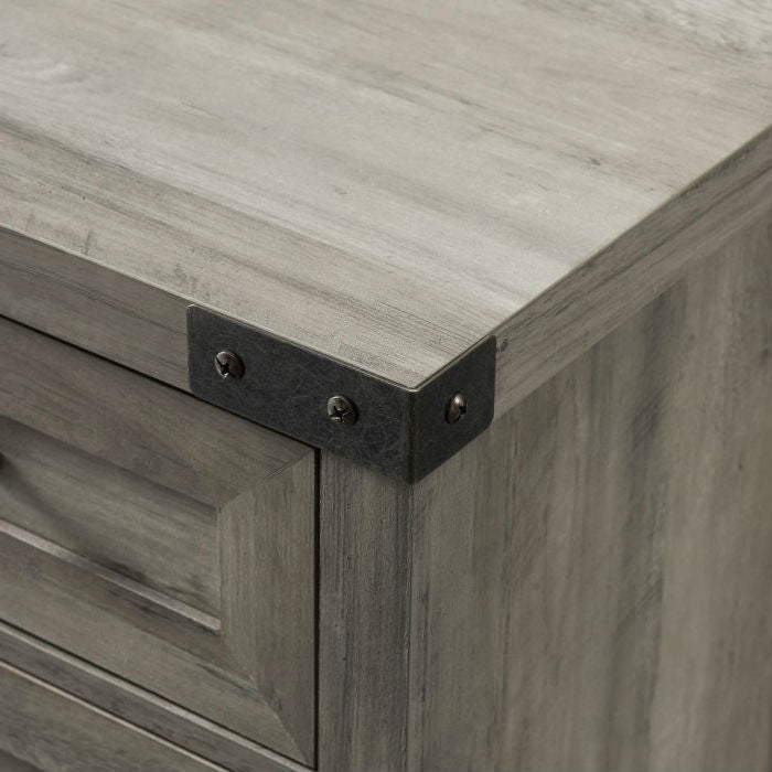 Rustic Farmhouse Barn Door Accent Storage Cabinet Grey Wash-1