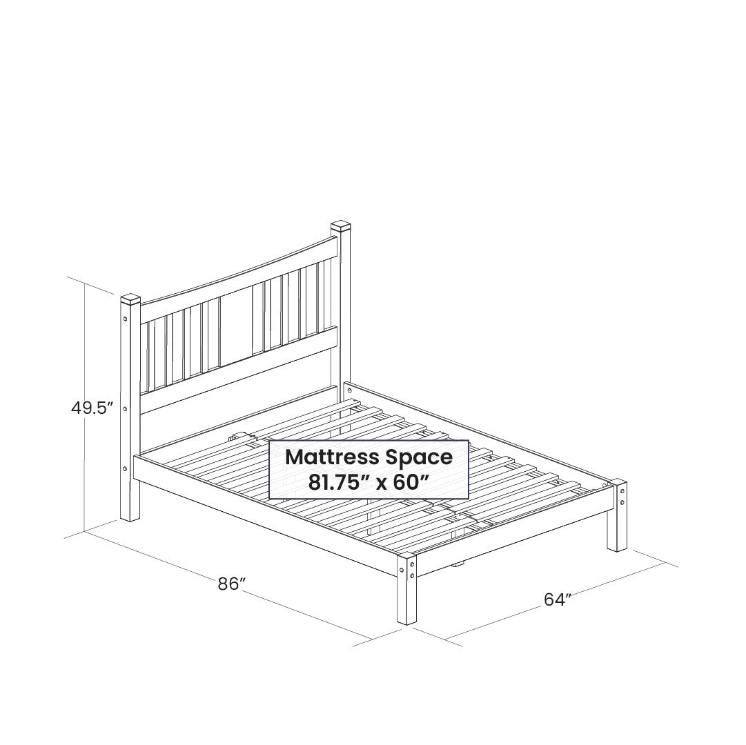 Queen Farmhouse Style Solid Wood Platform Bed Frame with Headboard in Cherry-4