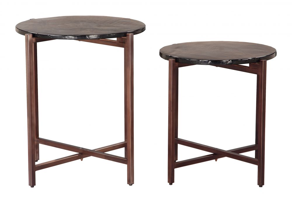 Gema Iron Frame Round Coffee Table 2PC