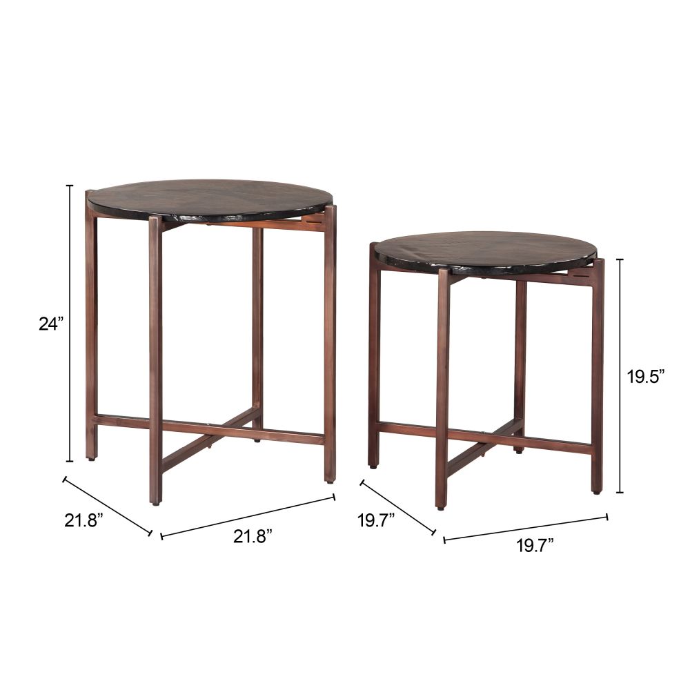 Gema Iron Frame Round Coffee Table 2PC