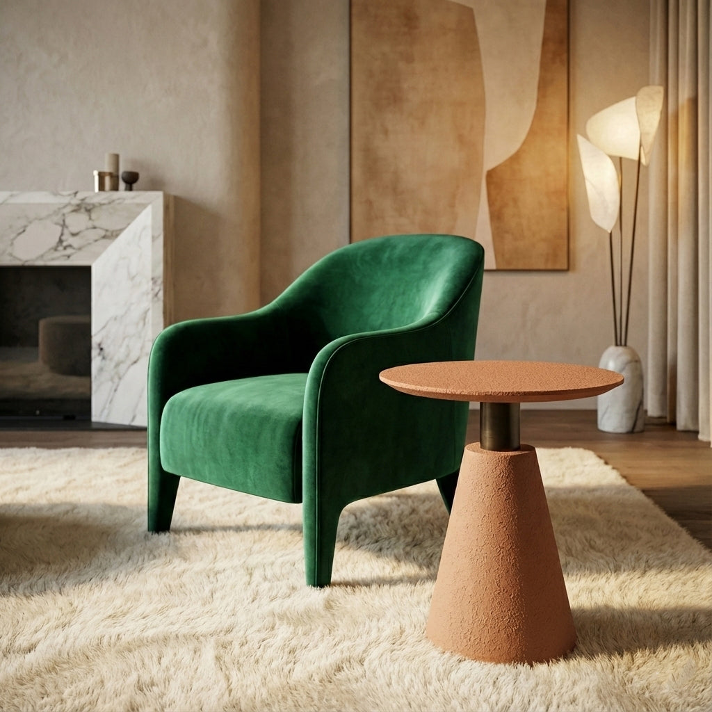Microcement Textured  Minimal Side Table Set