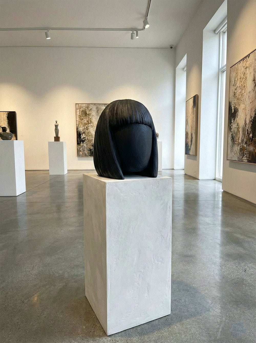 Wooden Women Head Sculpture