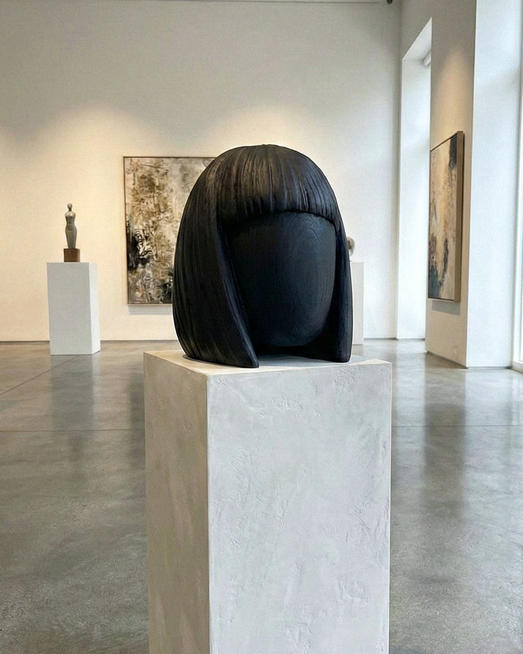 Wooden Women Head Sculpture