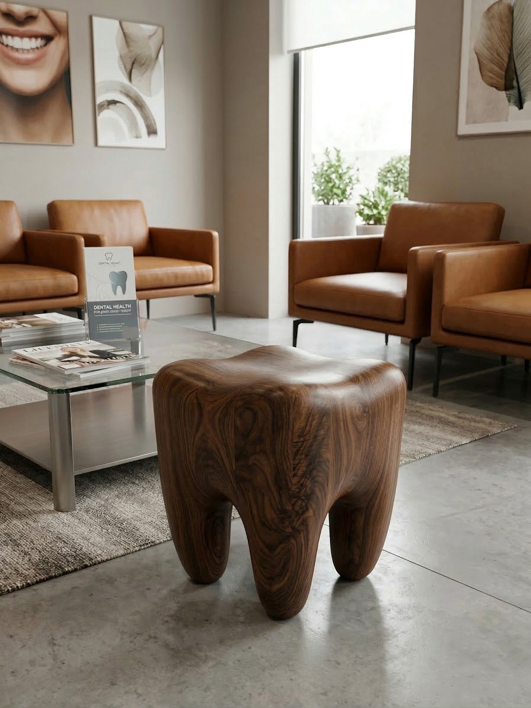 Walnut Tooth Sculptural Stool & End Table
