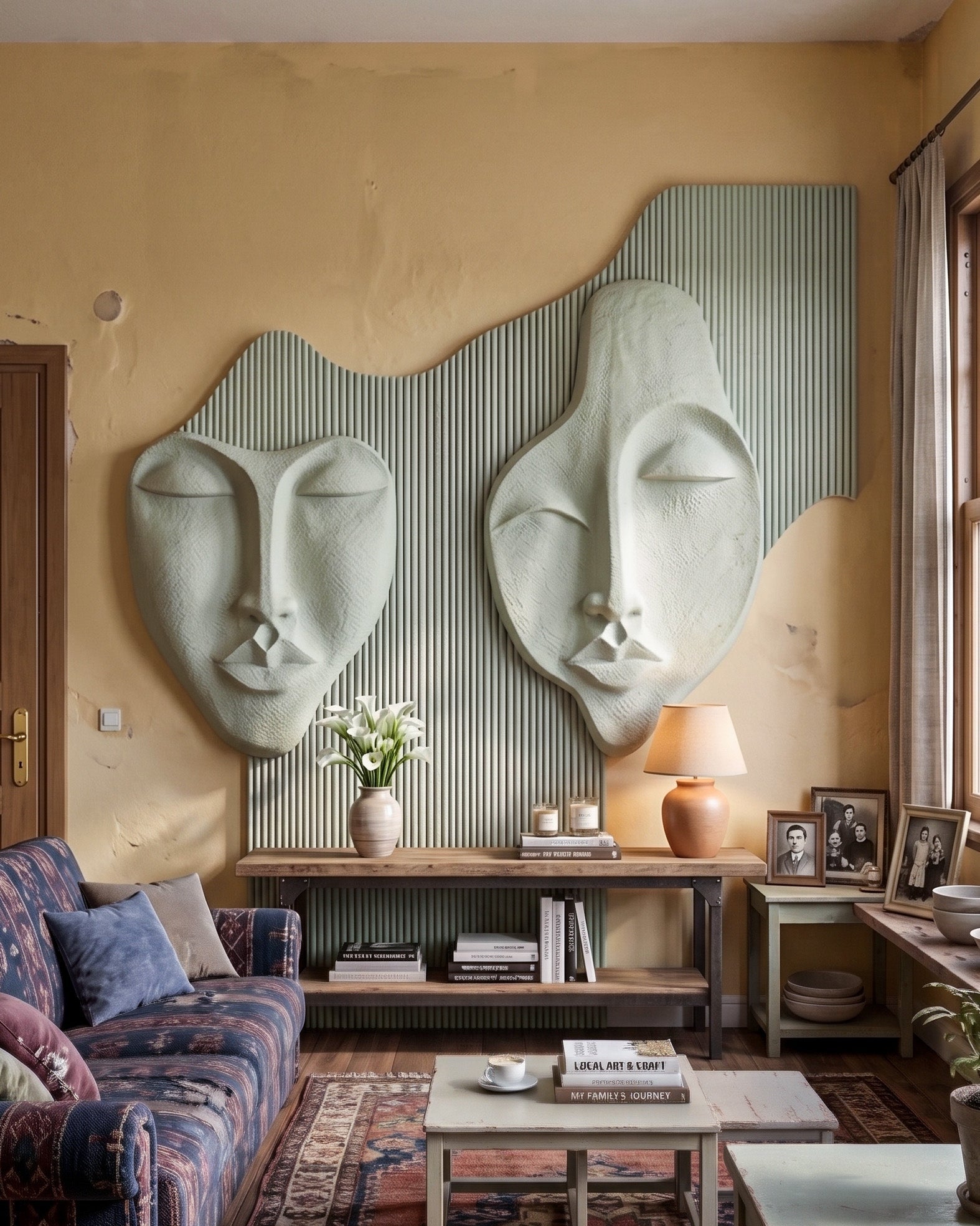 Wabi-Sabi 3D Face Wall Relief Art