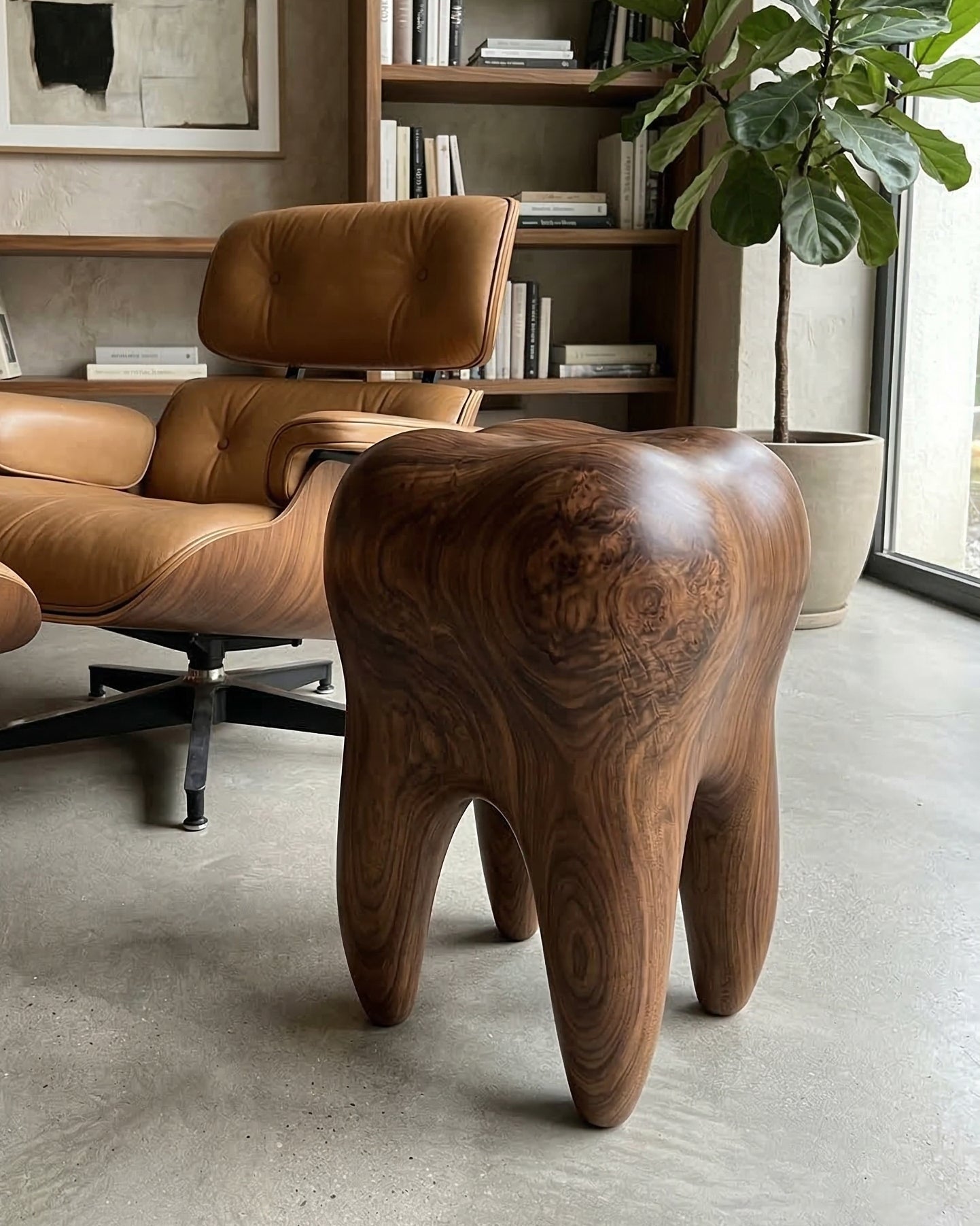 Walnut Tooth Sculptural Stool & End Table