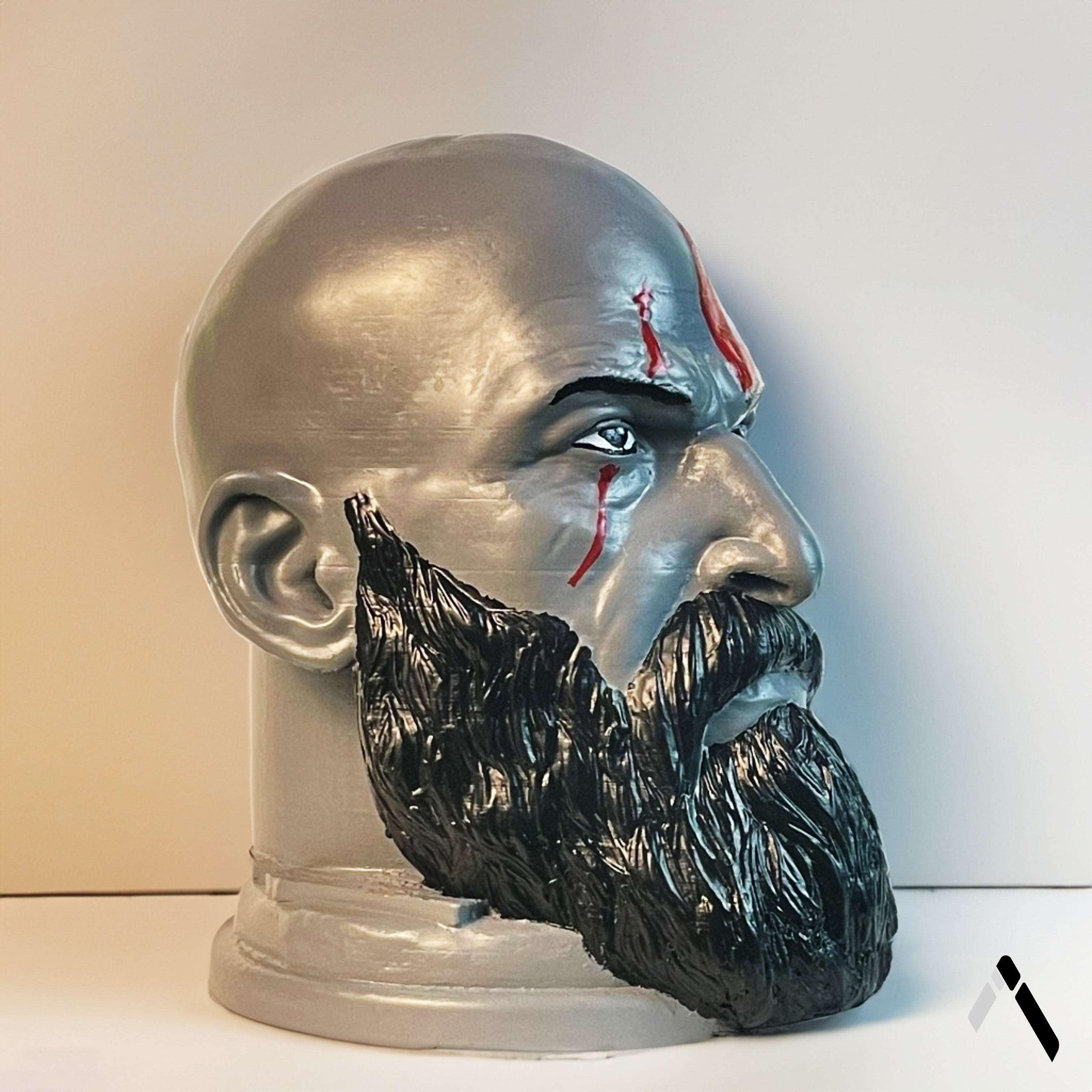 God Of War Kratos Face Sculpture-3