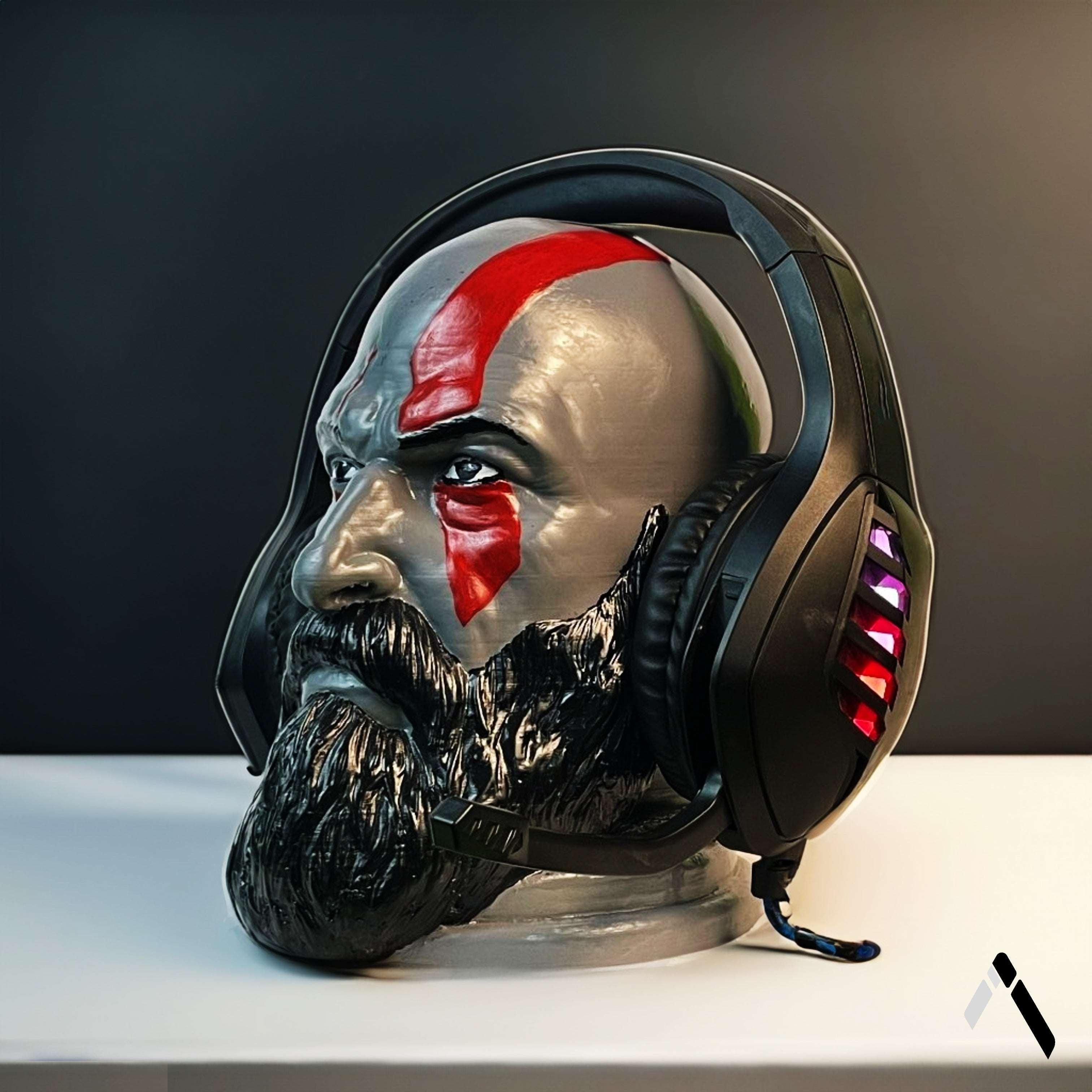 God Of War Kratos Face Sculpture-0