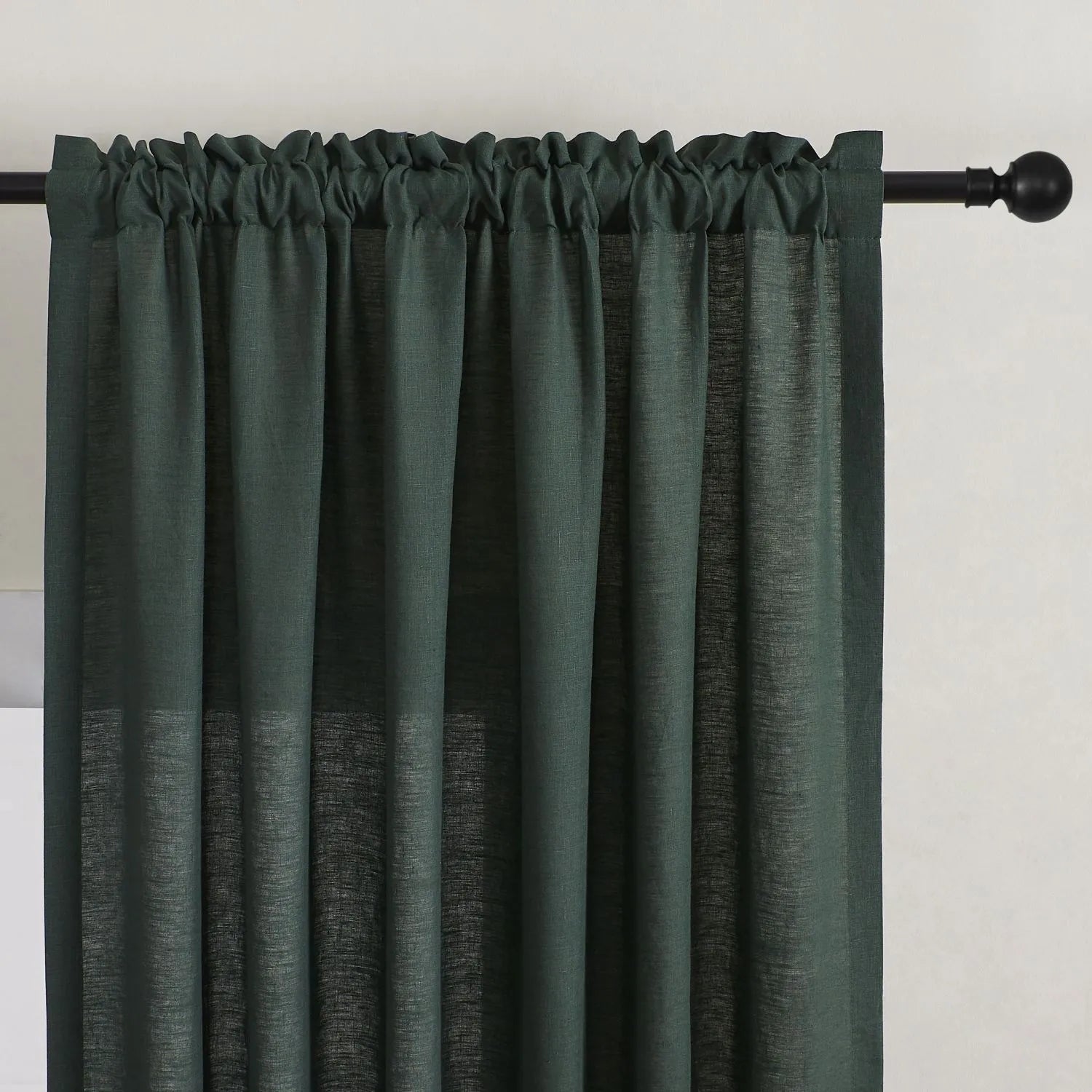Grasso Green 100% Linen Sheer Curtains