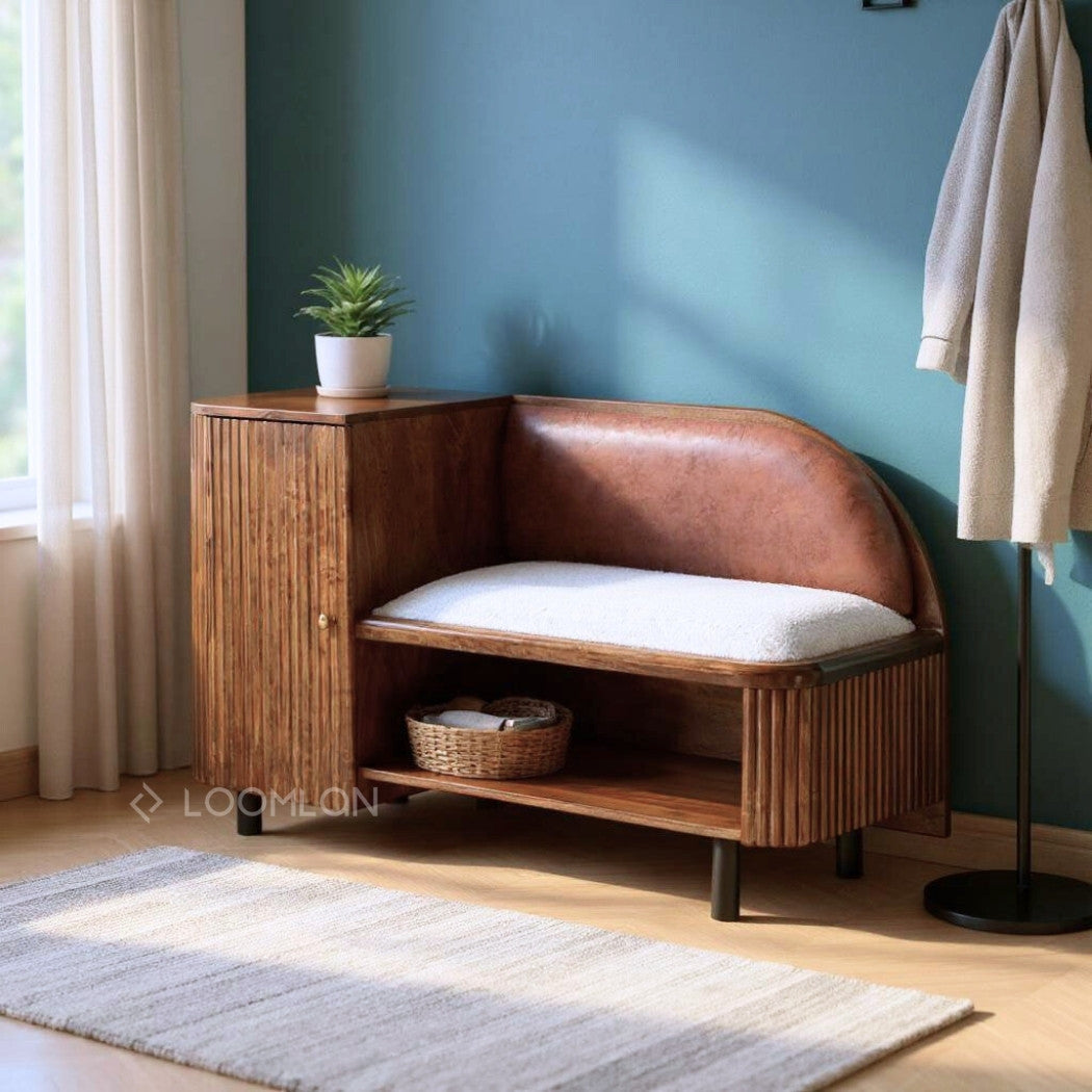 Grene Leather Bedroom Bench With Storage