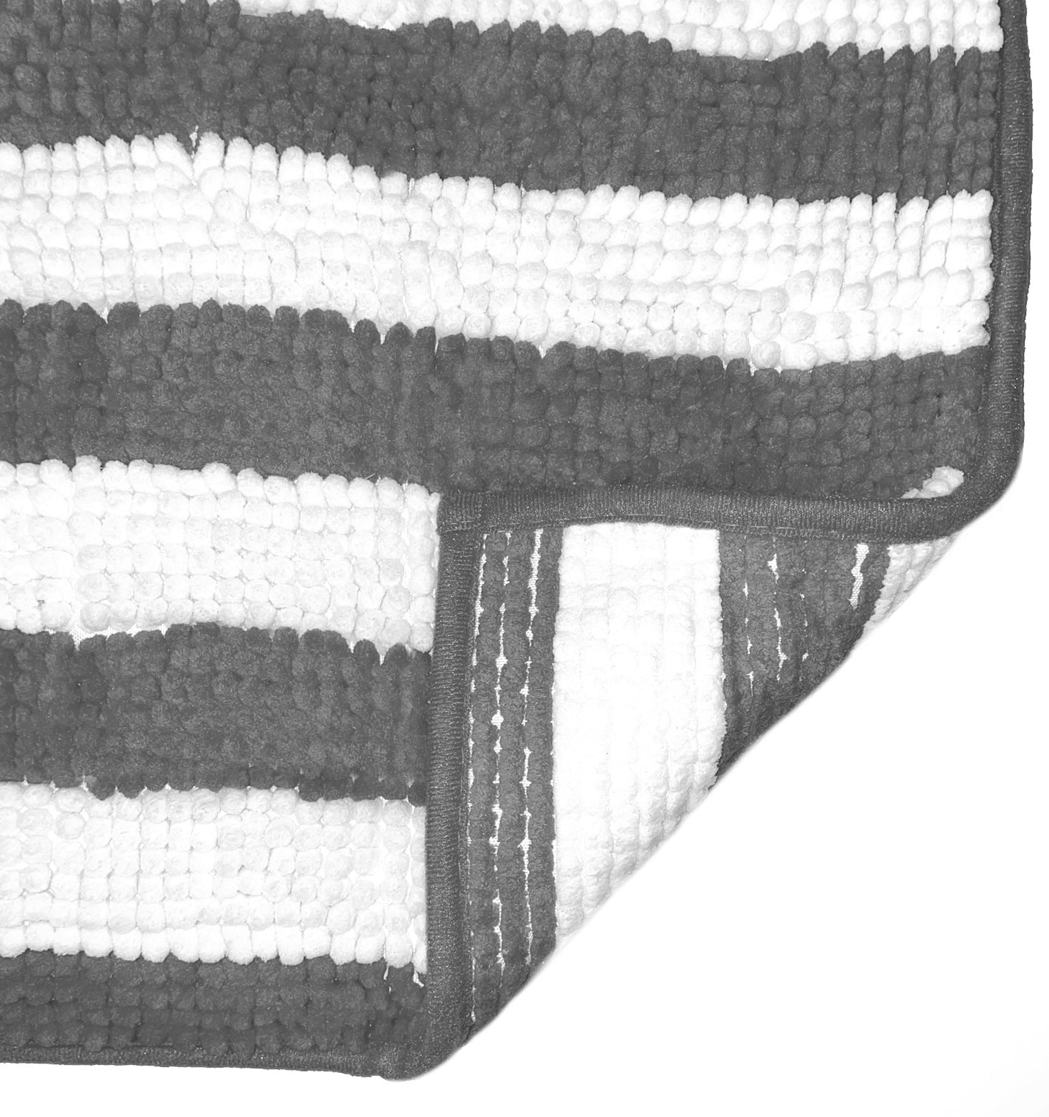 36"x24" - Charcoal Stripe Large Soft Cozy Plush Chenille Bath Mat Bathroom Rug