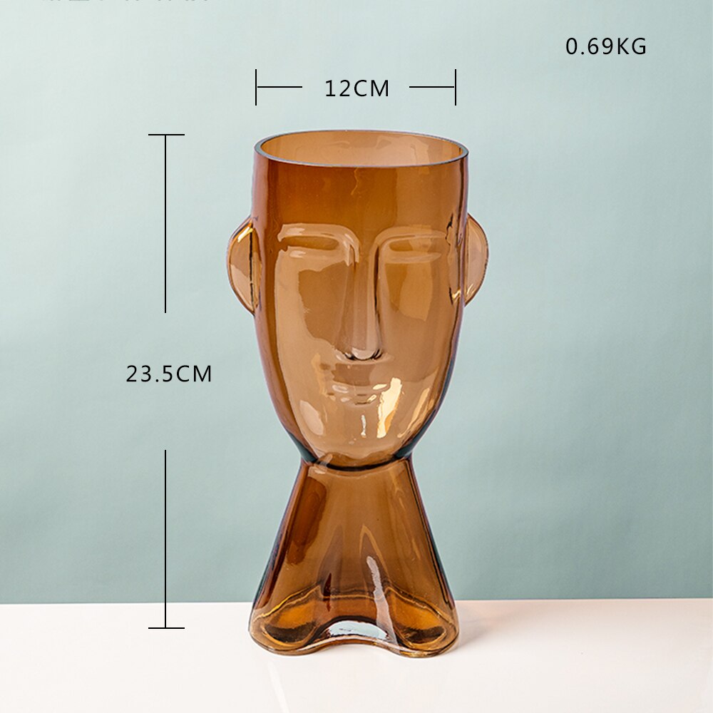 Abstract Human Face Glass Flower-5