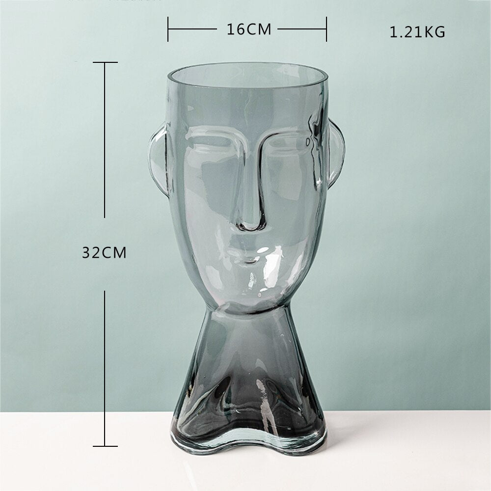 Abstract Human Face Glass Flower-4