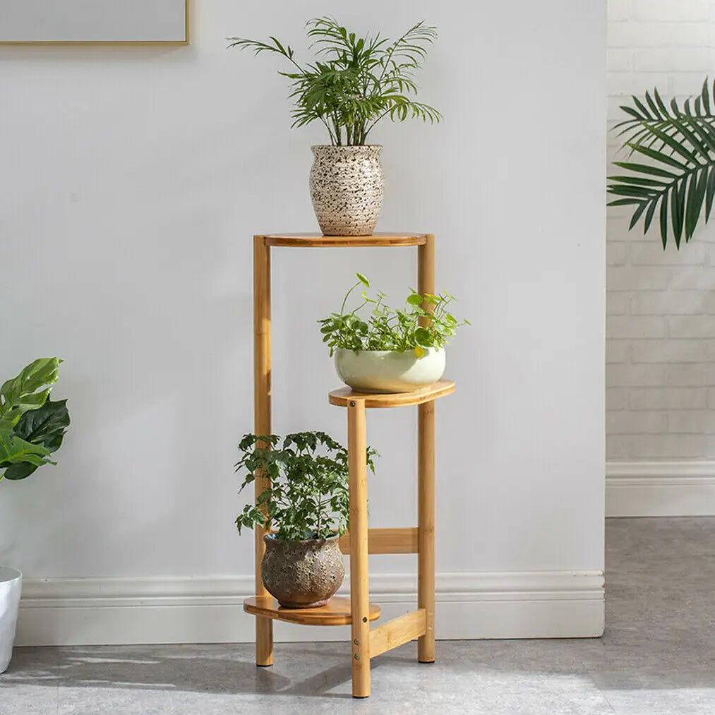 3-Tier Bamboo Plant Stands Indoor, Plant Stand Holder, Corner Plant Shelf, Plant Display Rack for Corner Balcony and Bedroom-6