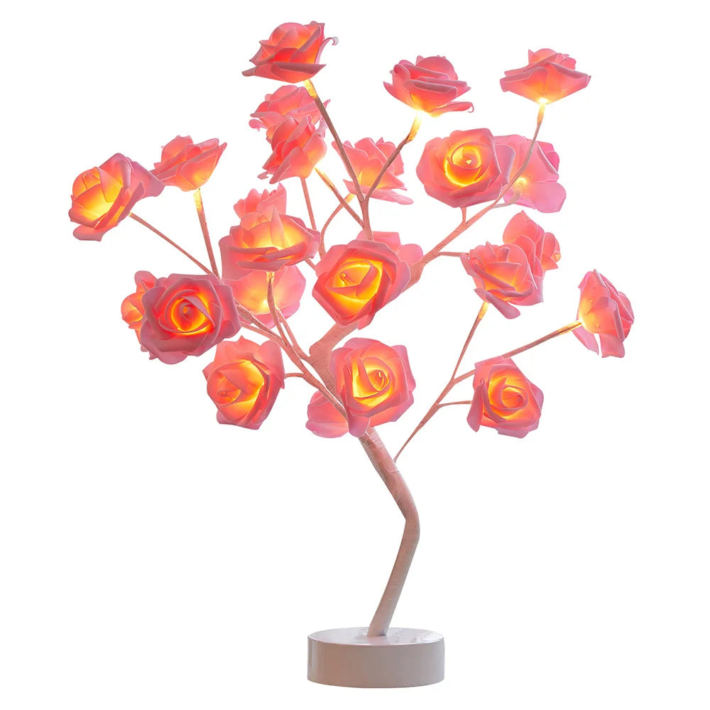 LED Table Lamp Lights Rose Flower Tree USB /Battery Night Lights Home Decoration Bonsai Christmas Lights Wedding Bedroom Decor-0