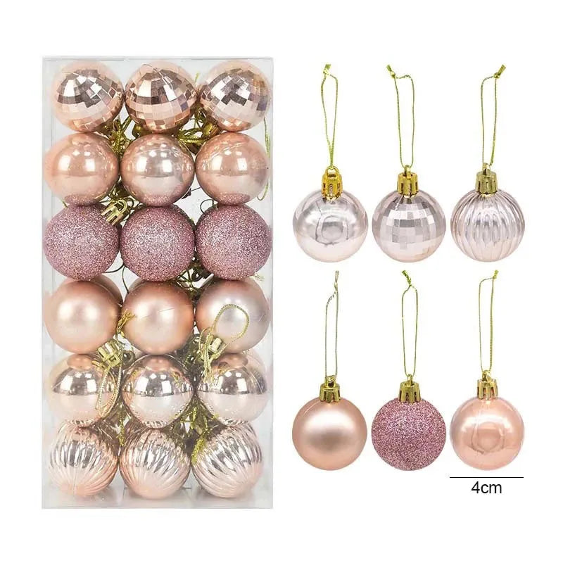 36pcs Rose Gold Christmas Balls - Xmas Tree Ornaments Set-0