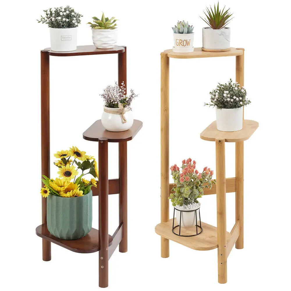 3-Tier Bamboo Plant Stands Indoor, Plant Stand Holder, Corner Plant Shelf, Plant Display Rack for Corner Balcony and Bedroom-0