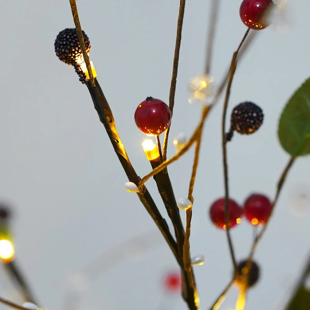 Battery Bedside Lamp Garland Light Tabletop Bonsai Tree Light Holiday Decoration Branches Night Light Red Beads Christmas Lights-2