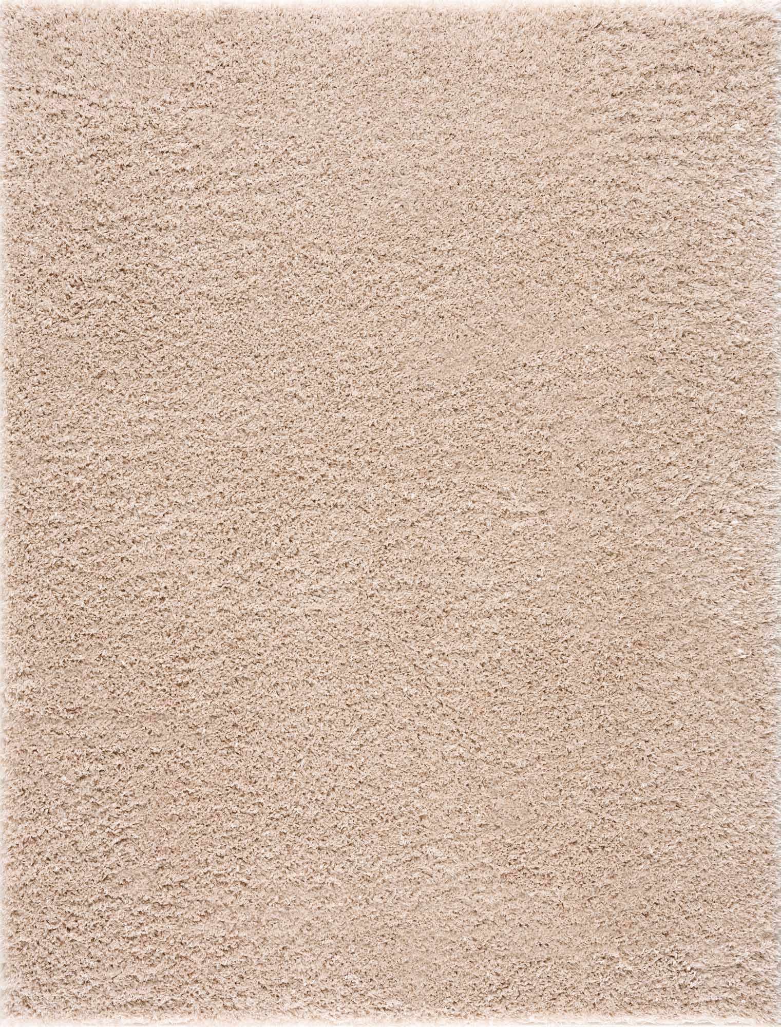 Faina Solid Beige Shag Rug Washable