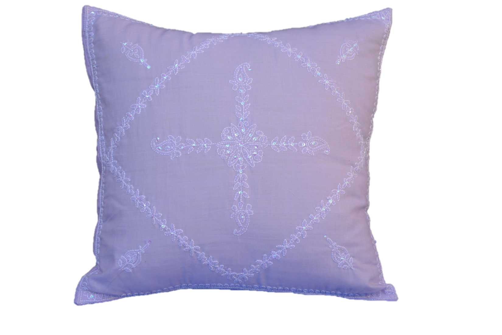 Hand Embroidered Sequins Decorative Lavender  throw Pillow-1