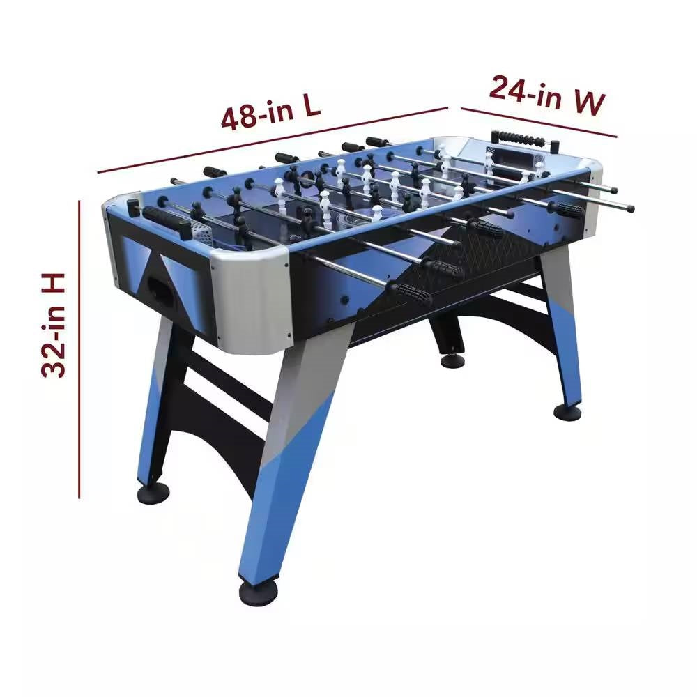 Blue Grey Black 4-foot Foosball Table with Abacus Scorers and 2 Balls-4